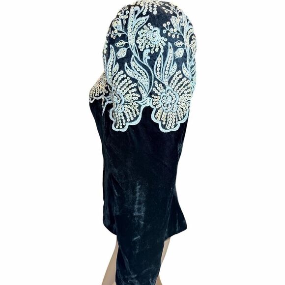 VTG Jessica McClintock Black Velvet Sequin Victorian Goth Glam Bolero Jacket S - Picture 5 of 16